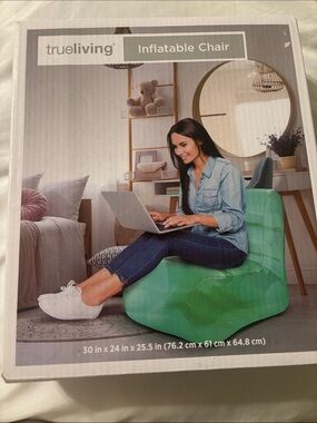 True Living Inflatable Chair - Green New In Box